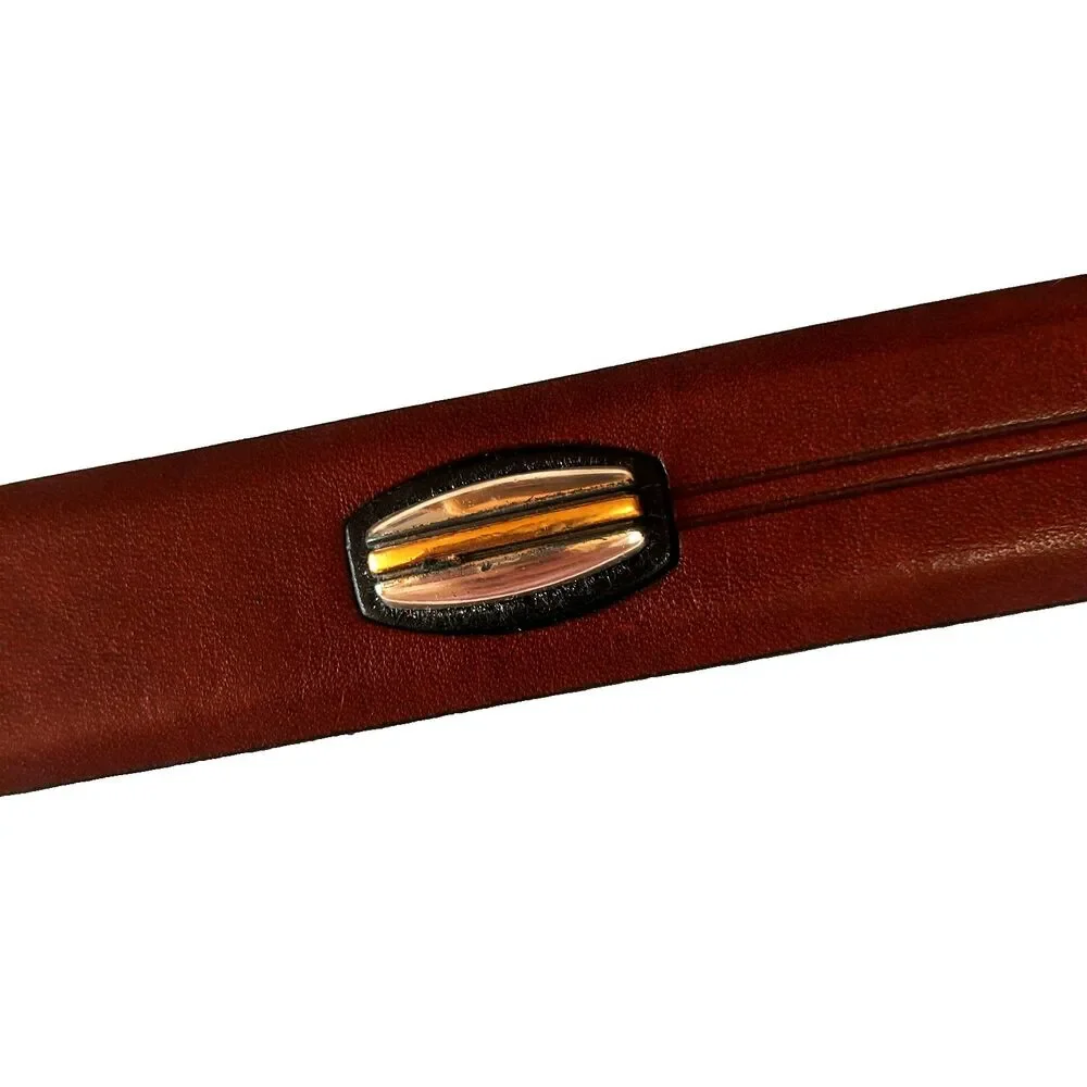 NEW Onyx by Brighton Ranger Belt Mens Size 38 Brown Italian Calfskin VTG